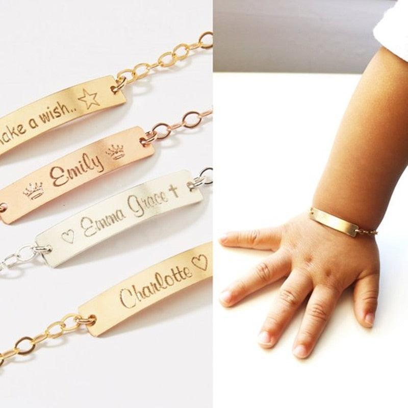Personalized Baby Name Bracelet Toddler ID Year Date Bar Customed Bracelets For Kid Stainless Steel Jewelry Child Birthday Gifts - ItemBear.com