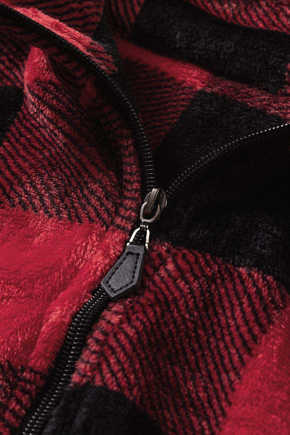 Plaid Print 1/4 Collar Sweatshirt - ItemBear.com