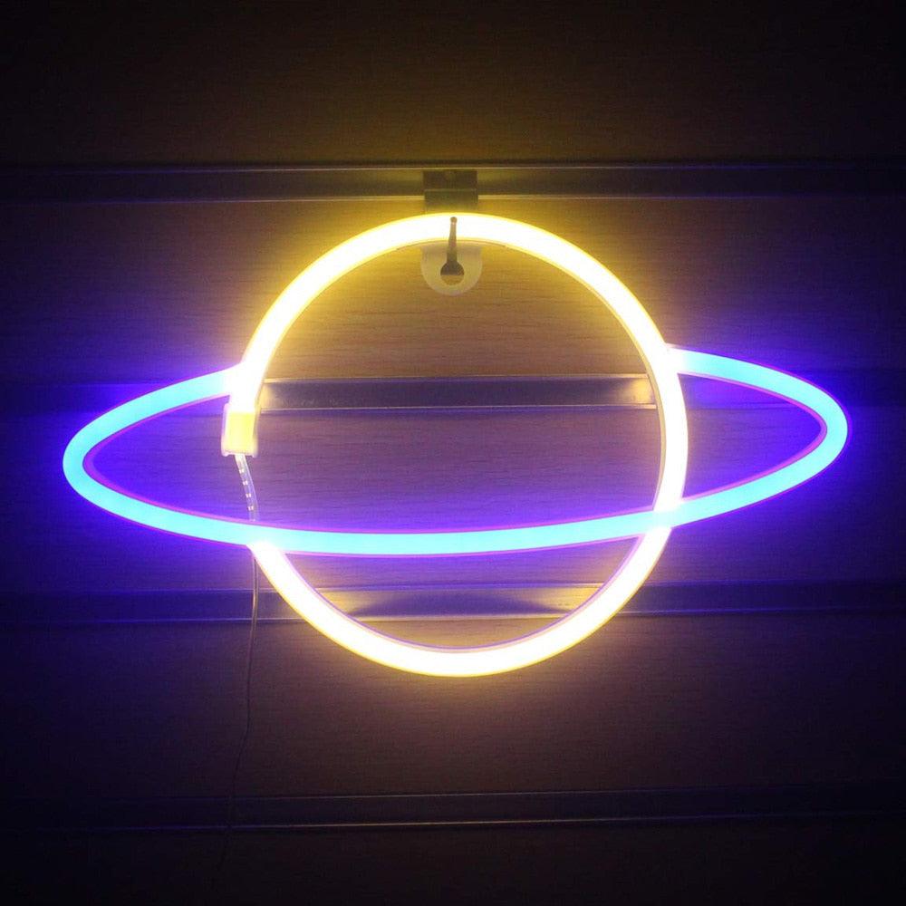 Planet LED Lights Neon Light Sign Bedroom Decor Neon Sign Night Lamp for Rooms Wall Art Bar Party USB or Battery Powered - ItemBear.com