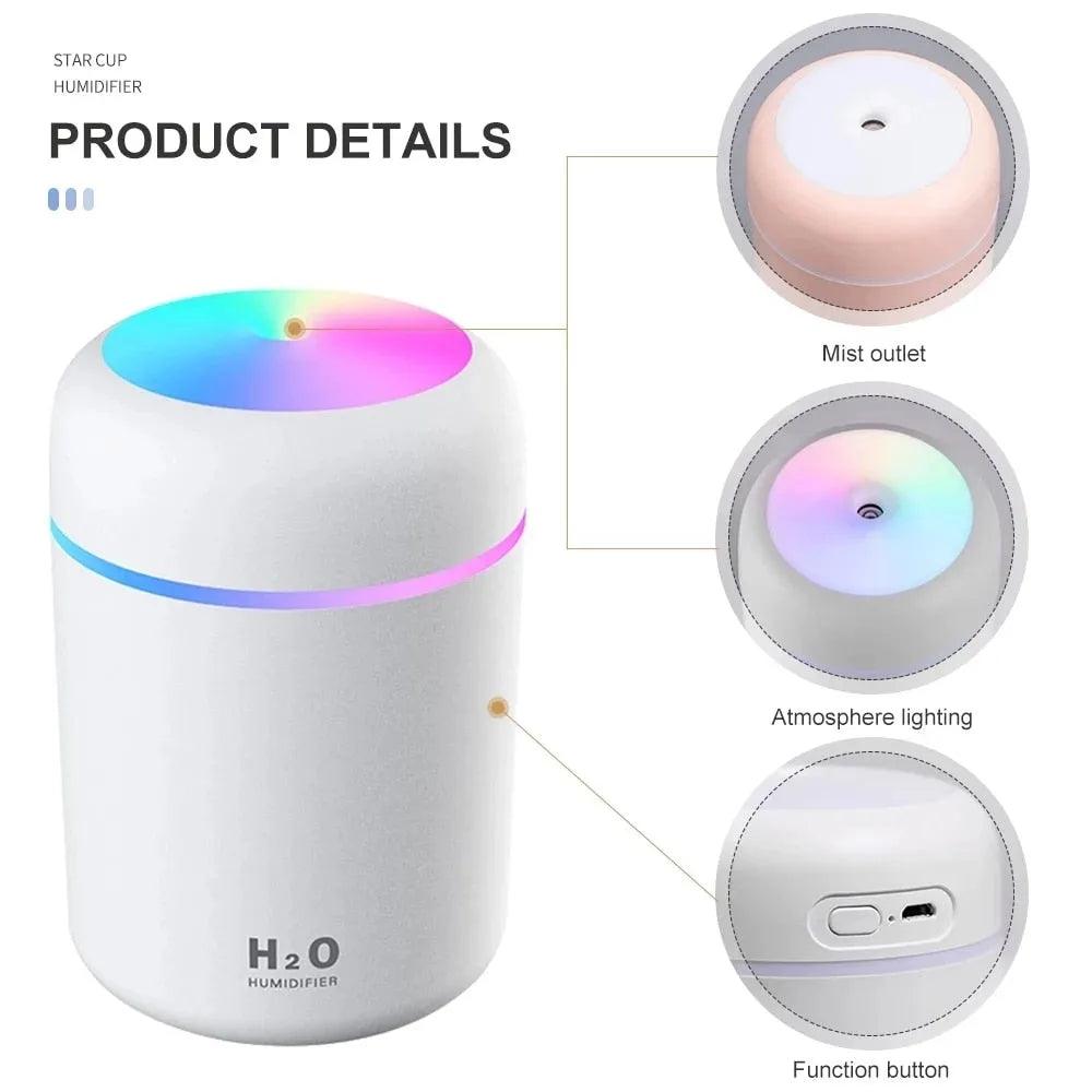 Portable 300ml Electric Air Humidifier Aroma Oil Diffuser USB Cool Mist Sprayer with Colorful Night Light for Home Car - ItemBear.com