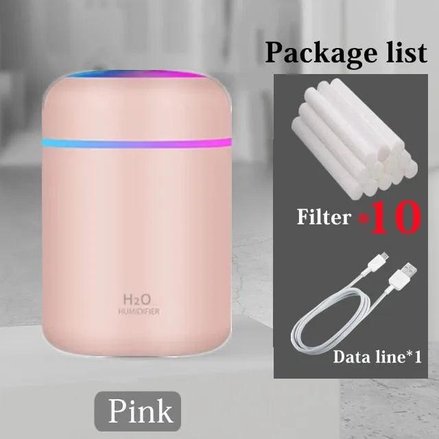 Portable 300ml Electric Air Humidifier Aroma Oil Diffuser USB Cool Mist Sprayer with Colorful Night Light for Home Car - ItemBear.com