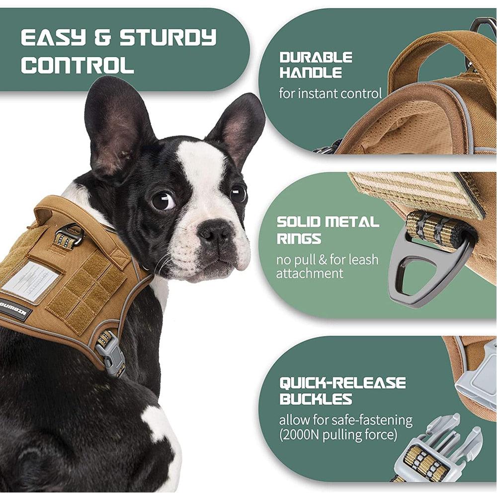 Reflective Tactical Harness For Large Small Dogs Training Vest Leash - ItemBear.com