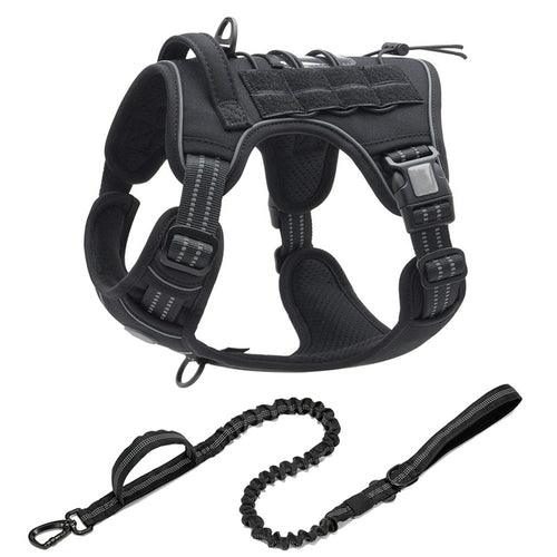 Reflective Tactical Harness For Large Small Dogs Training Vest Leash - ItemBear.com