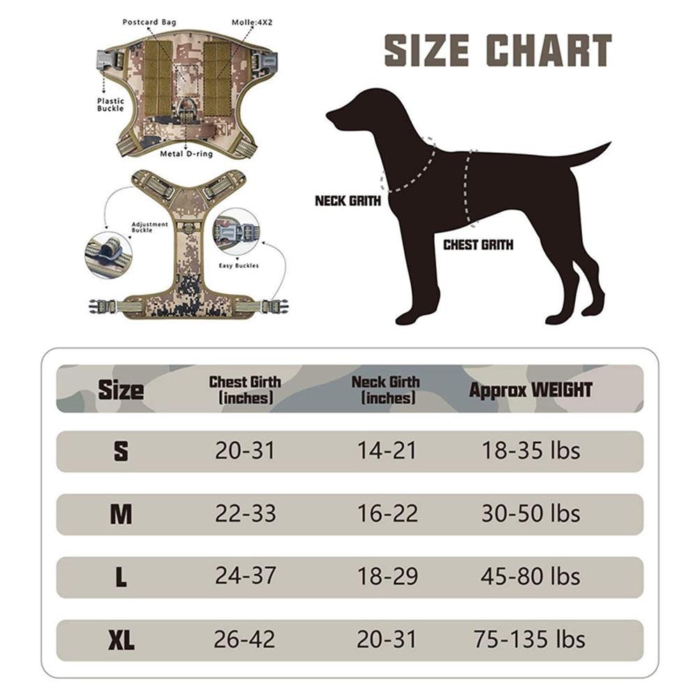 Reflective Tactical Harness For Large Small Dogs Training Vest Leash - ItemBear.com