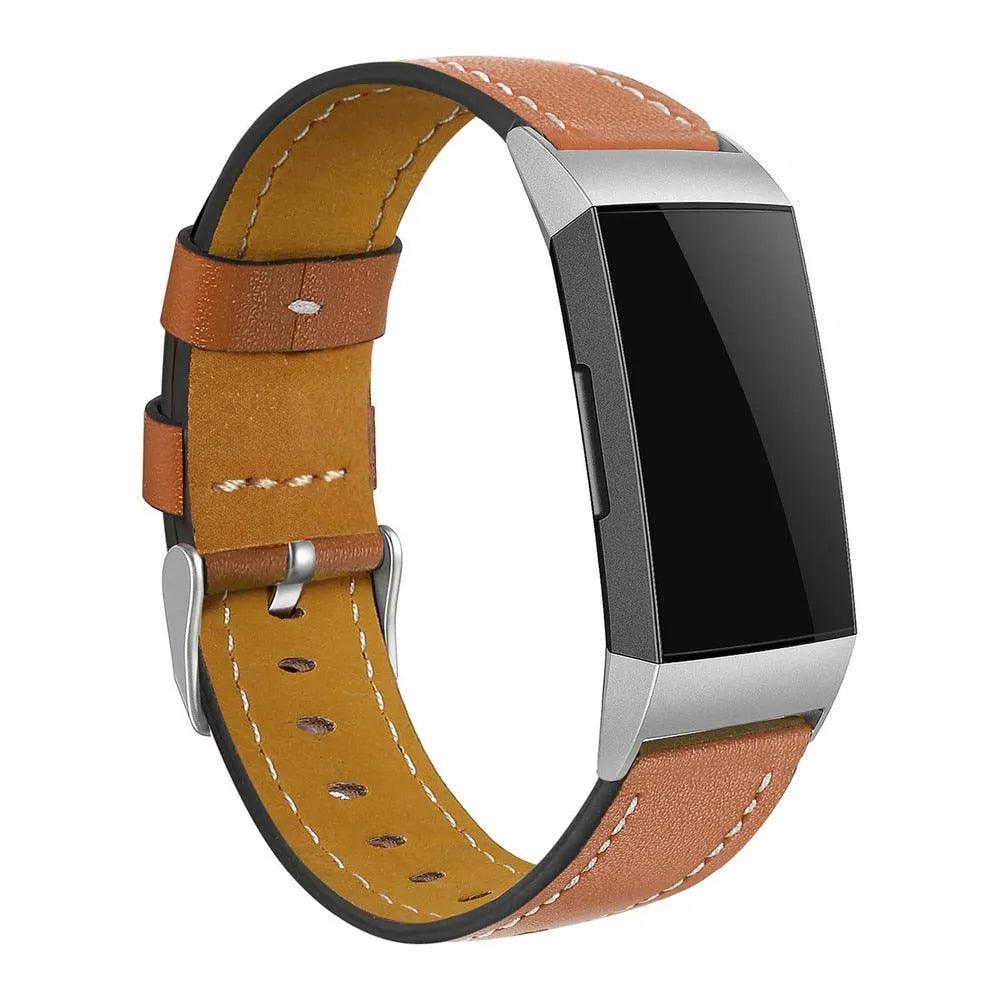 Replacement Fitbit Charge 3 Bands Leather Straps Band Interchangeable Smart Fitness Watch Bands With Stainless Frame for Charge3 - ItemBear.com