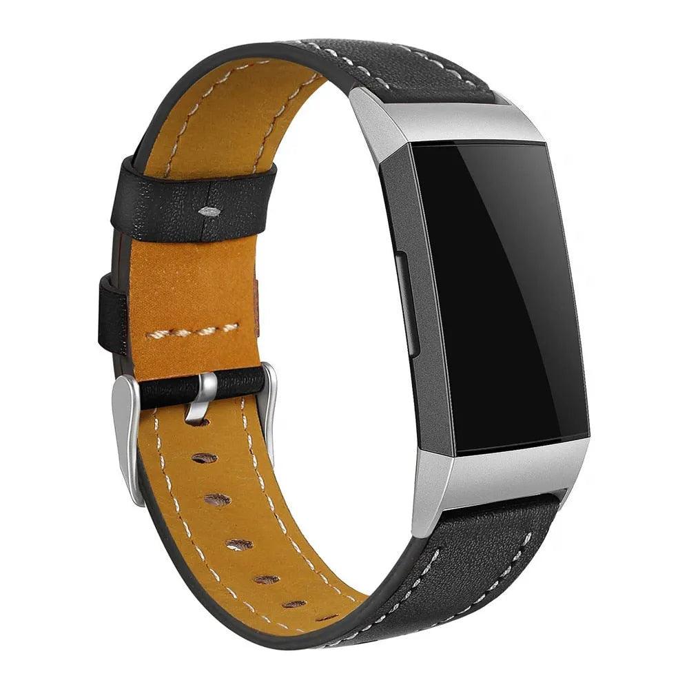 Replacement Fitbit Charge 3 Bands Leather Straps Band Interchangeable Smart Fitness Watch Bands With Stainless Frame for Charge3 - ItemBear.com
