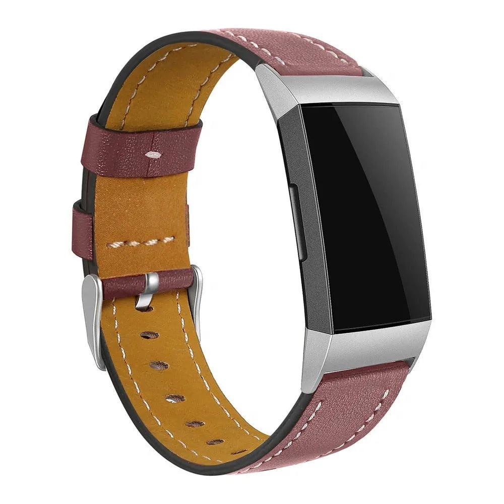 Replacement Fitbit Charge 3 Bands Leather Straps Band Interchangeable Smart Fitness Watch Bands With Stainless Frame for Charge3 - ItemBear.com