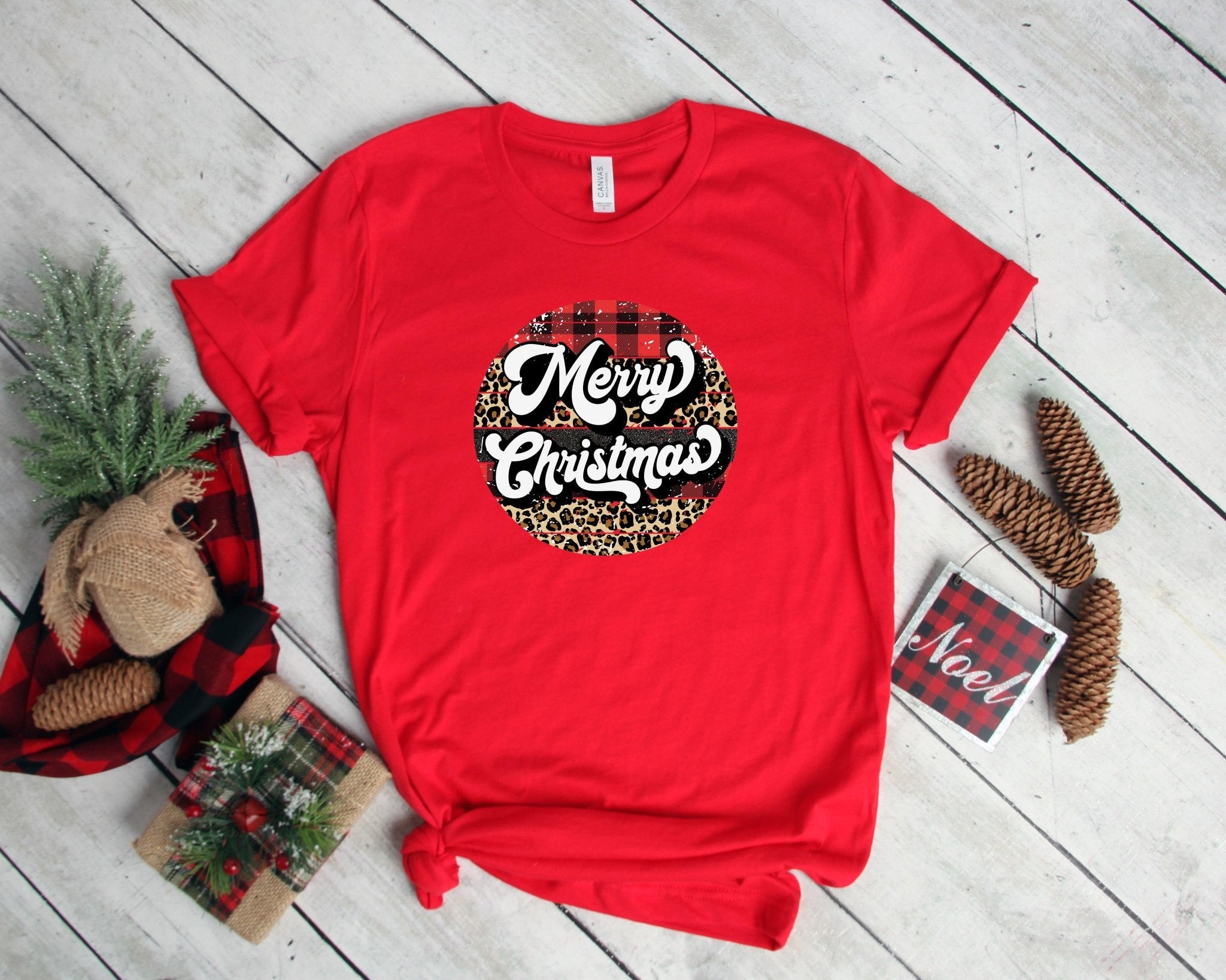 Retro Merry Christmas Shirt, Buffalo Plaid Christmas Shirt - ItemBear.com