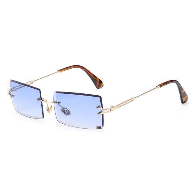 Rimless Small Rectangle Sunglasses UV400 Eyewear - ItemBear.com