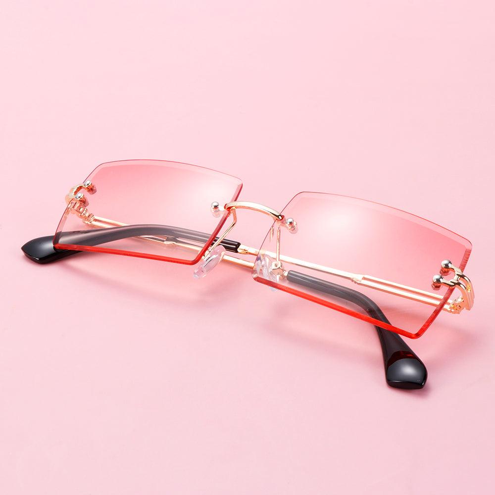 Rimless Small Rectangle Sunglasses UV400 Eyewear - ItemBear.com