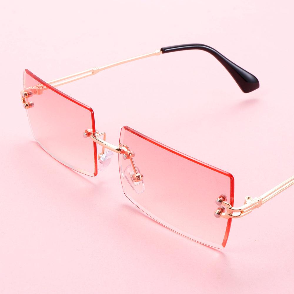 Rimless Small Rectangle Sunglasses UV400 Eyewear - ItemBear.com