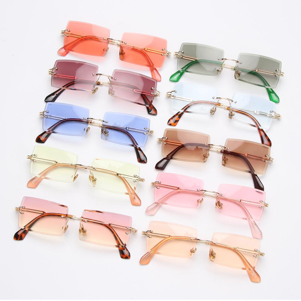Rimless Small Rectangle Sunglasses UV400 Eyewear - ItemBear.com