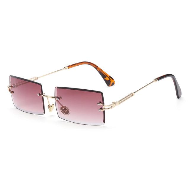 Rimless Small Rectangle Sunglasses UV400 Eyewear - ItemBear.com