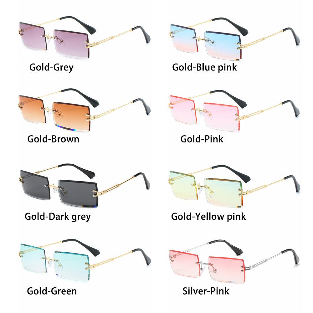 Rimless Small Rectangle Sunglasses UV400 Eyewear - ItemBear.com