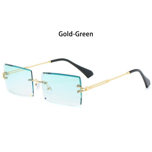 Rimless Small Rectangle Sunglasses UV400 Eyewear - ItemBear.com