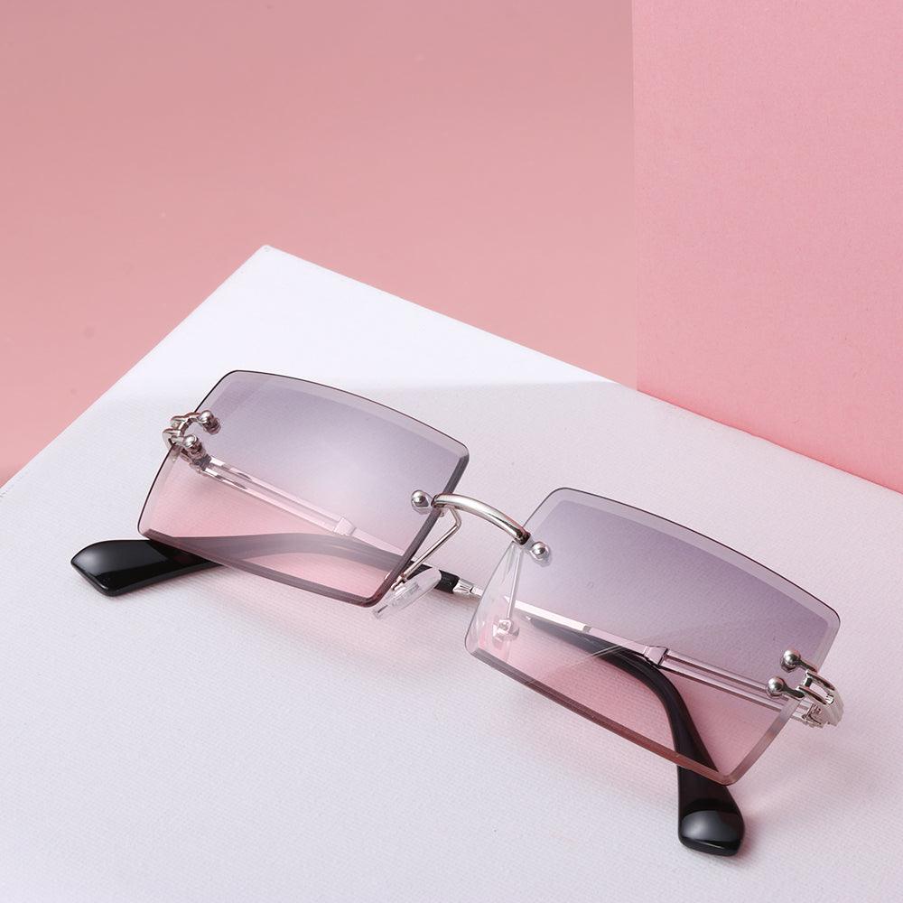 Rimless Small Rectangle Sunglasses UV400 Eyewear - ItemBear.com