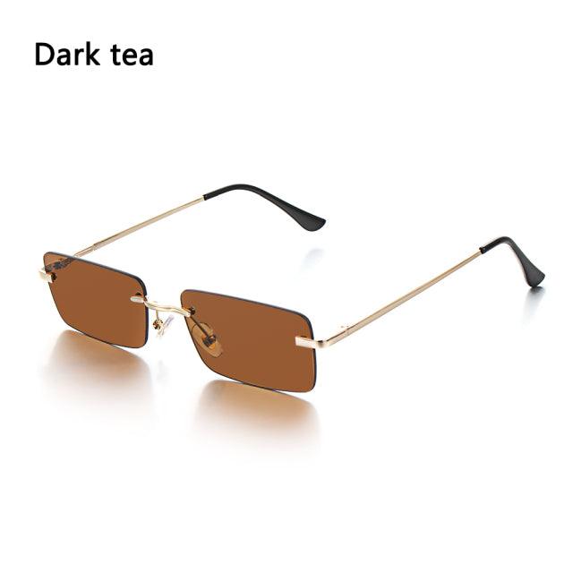 Rimless Small Rectangle Sunglasses UV400 Eyewear - ItemBear.com