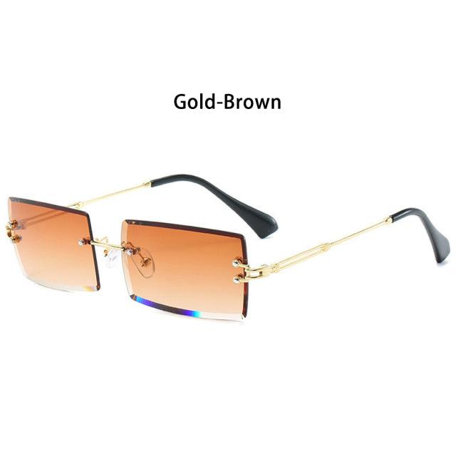 Rimless Small Rectangle Sunglasses UV400 Eyewear - ItemBear.com