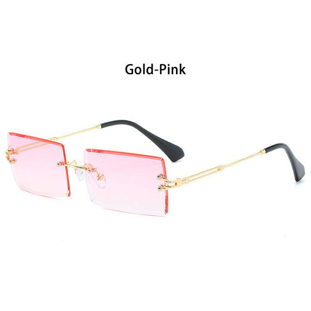 Rimless Small Rectangle Sunglasses UV400 Eyewear - ItemBear.com