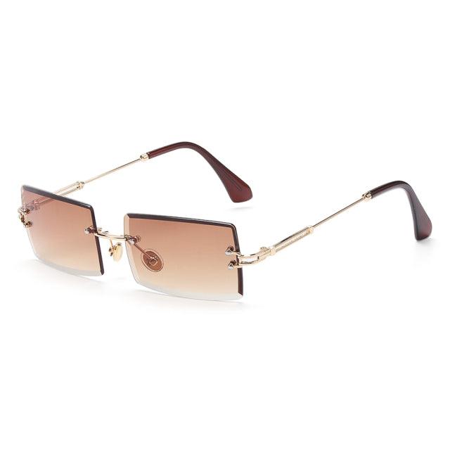 Rimless Small Rectangle Sunglasses UV400 Eyewear - ItemBear.com