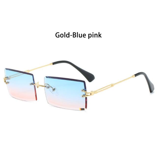 Rimless Small Rectangle Sunglasses UV400 Eyewear - ItemBear.com