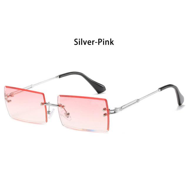 Rimless Small Rectangle Sunglasses UV400 Eyewear - ItemBear.com