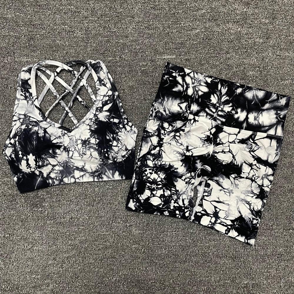 Seamless Leggings Yoga Set Gym Fitness Summer Clothing Sportswear High Waist Athletic Sports Workout Bra Suits New Tie Dyeing - ItemBear.com