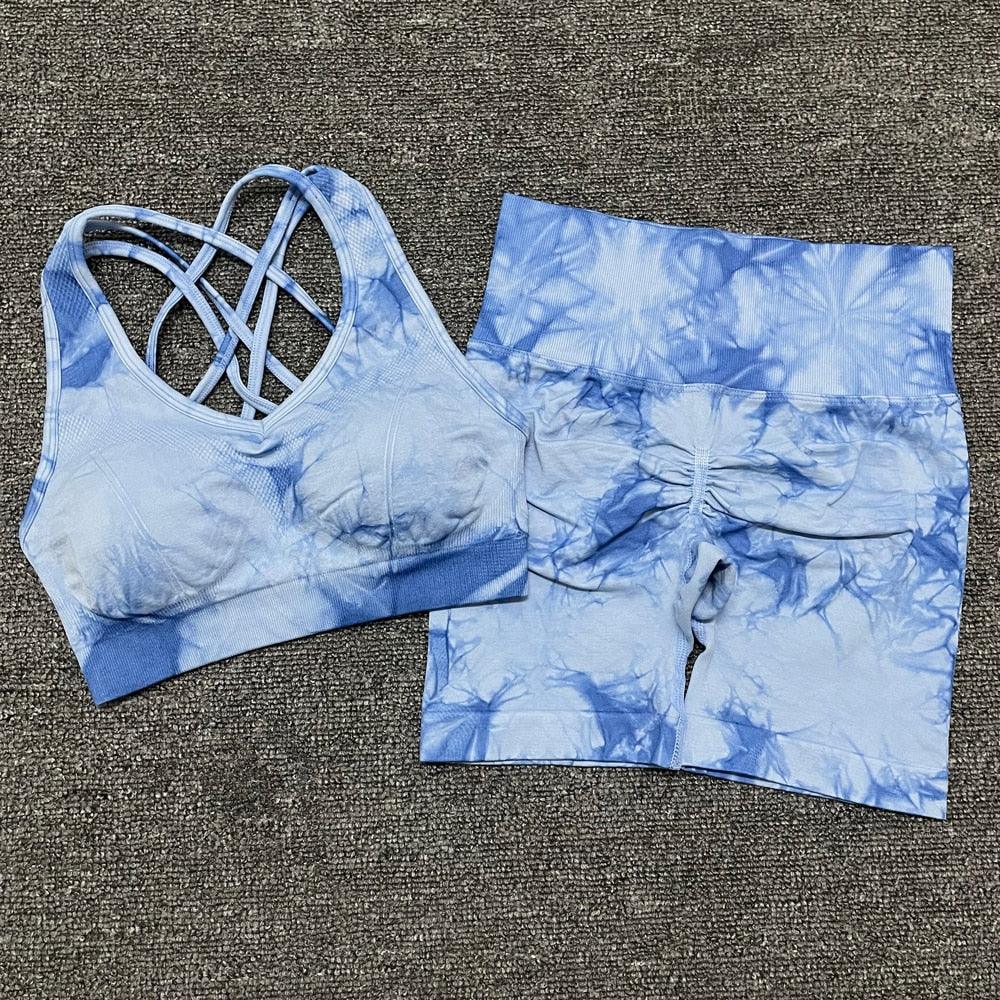 Seamless Leggings Yoga Set Gym Fitness Summer Clothing Sportswear High Waist Athletic Sports Workout Bra Suits New Tie Dyeing - ItemBear.com