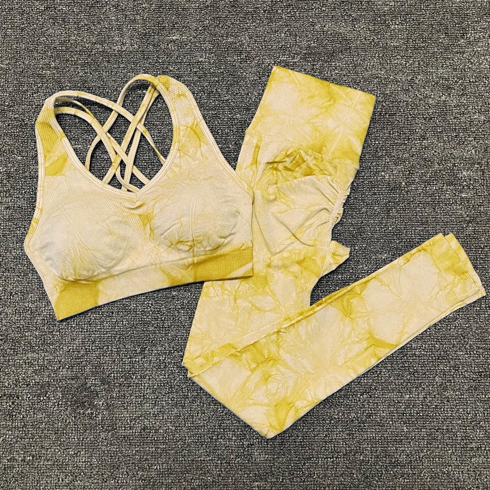 Seamless Leggings Yoga Set Gym Fitness Summer Clothing Sportswear High Waist Athletic Sports Workout Bra Suits New Tie Dyeing - ItemBear.com