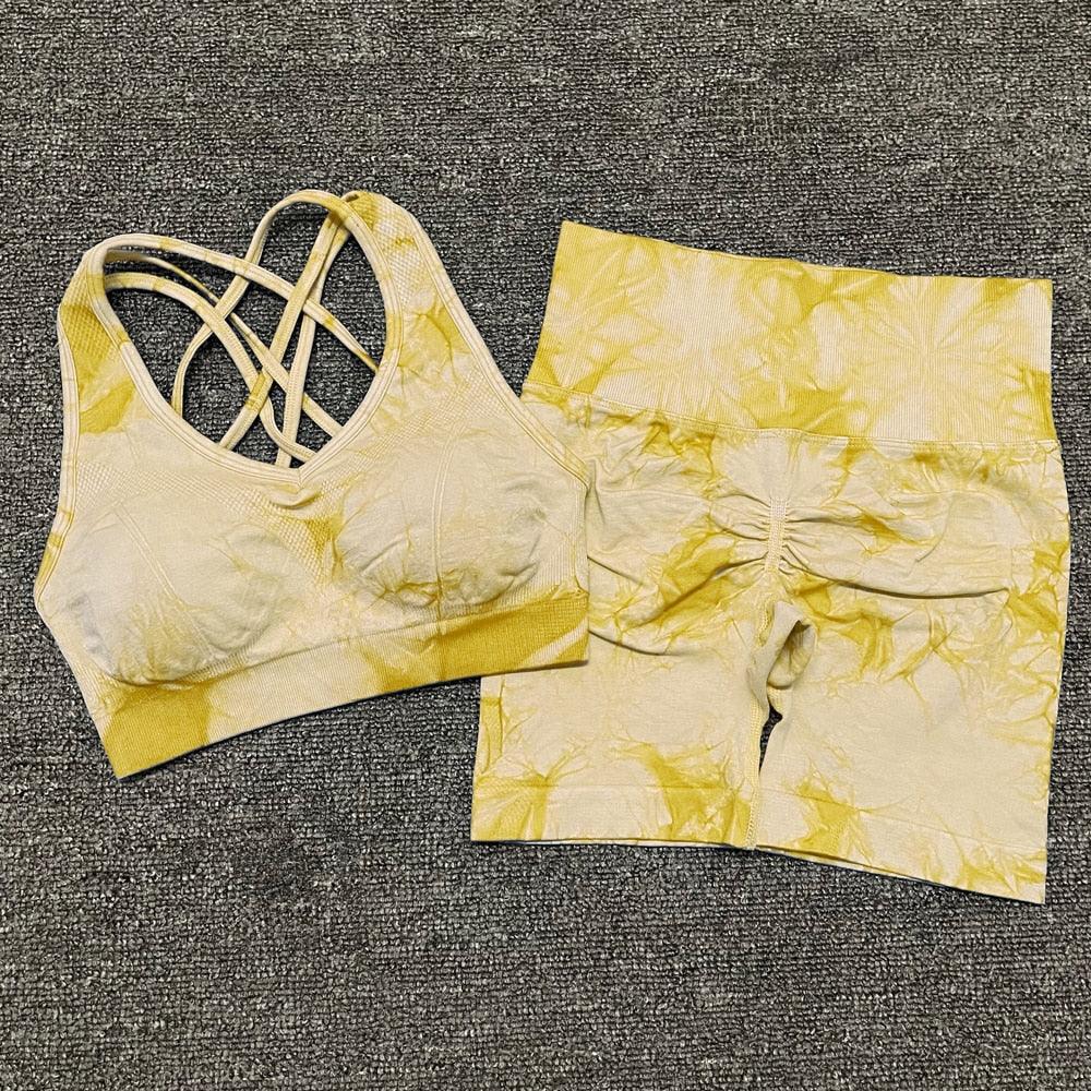 Seamless Leggings Yoga Set Gym Fitness Summer Clothing Sportswear High Waist Athletic Sports Workout Bra Suits New Tie Dyeing - ItemBear.com