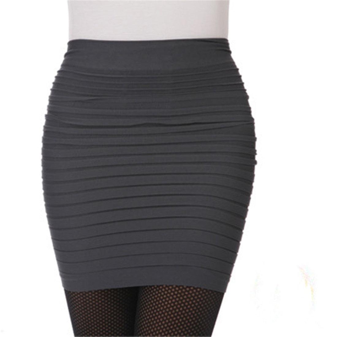 Sexy Pencil Short Dress For Women Wrinkles Folds High Elastic Pleated mini Skirt Cotton Blend Solid High Waist Bodycon Skirts - ItemBear.com