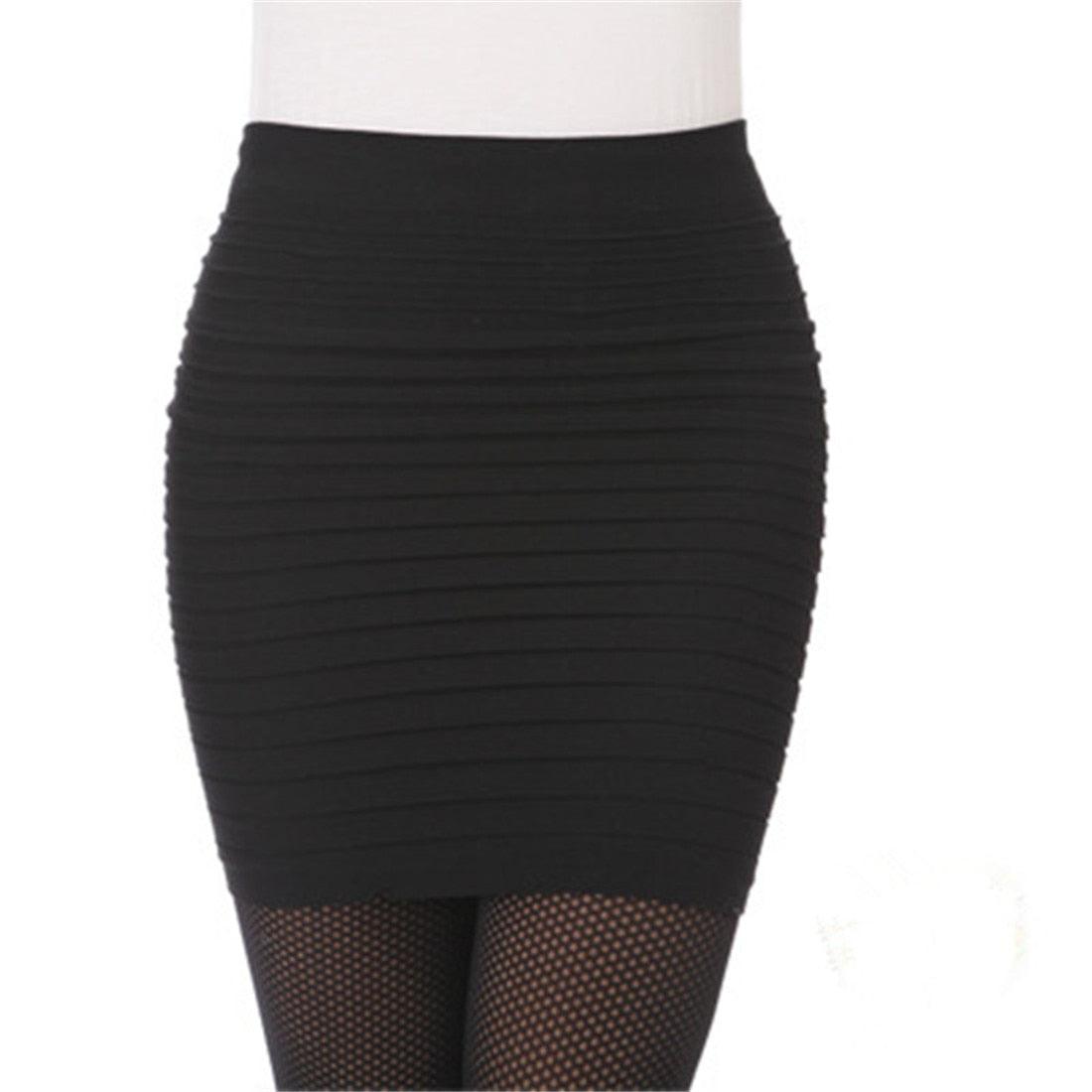 Sexy Pencil Short Dress For Women Wrinkles Folds High Elastic Pleated mini Skirt Cotton Blend Solid High Waist Bodycon Skirts - ItemBear.com