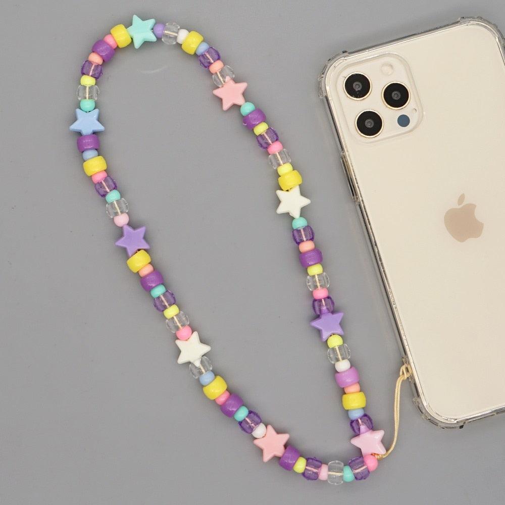 Shinus Heishi Disc Beads Crystal Chain For Phone Mobile Phone Lanyard Smile Cell Phone Chains 2021 LOVE Letter String Wristband - ItemBear.com