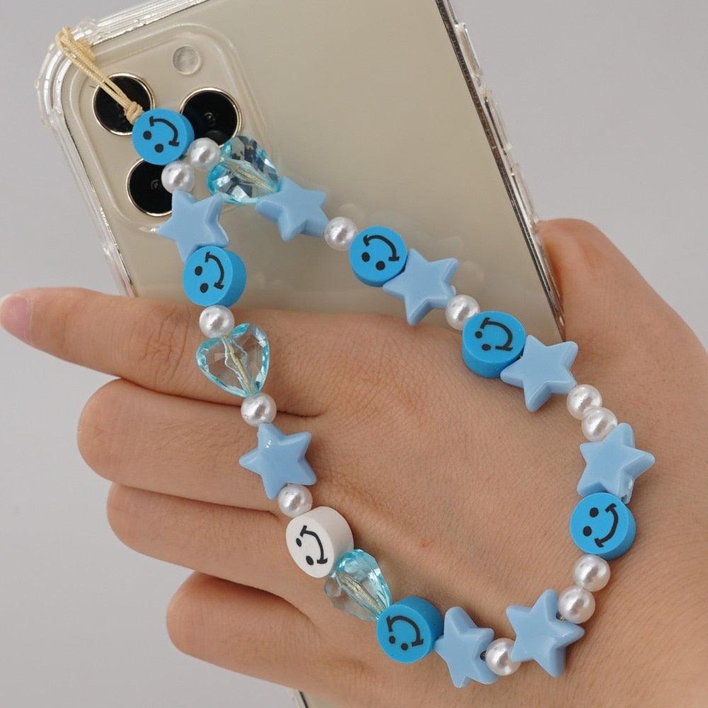Shinus Heishi Disc Beads Crystal Chain For Phone Mobile Phone Lanyard Smile Cell Phone Chains 2021 LOVE Letter String Wristband - ItemBear.com