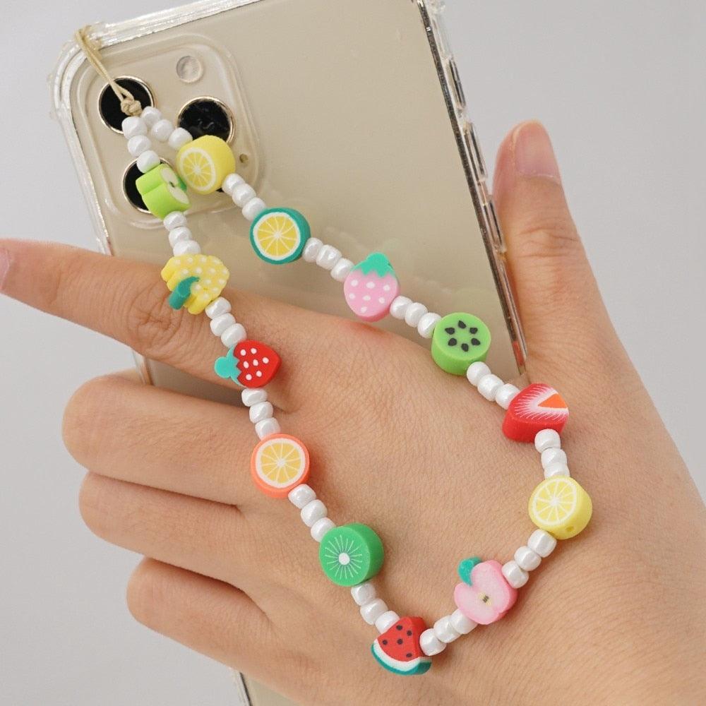 Shinus Heishi Disc Beads Crystal Chain For Phone Mobile Phone Lanyard Smile Cell Phone Chains 2021 LOVE Letter String Wristband - ItemBear.com