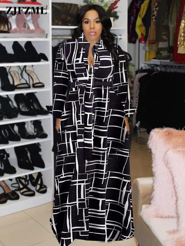 Spring Fall Camouflage Long Dresses Women Long Sleeve Slim Maxi Floor Length Dress Causal Turn-Down Collar Button Up Shirt Dress - ItemBear.com