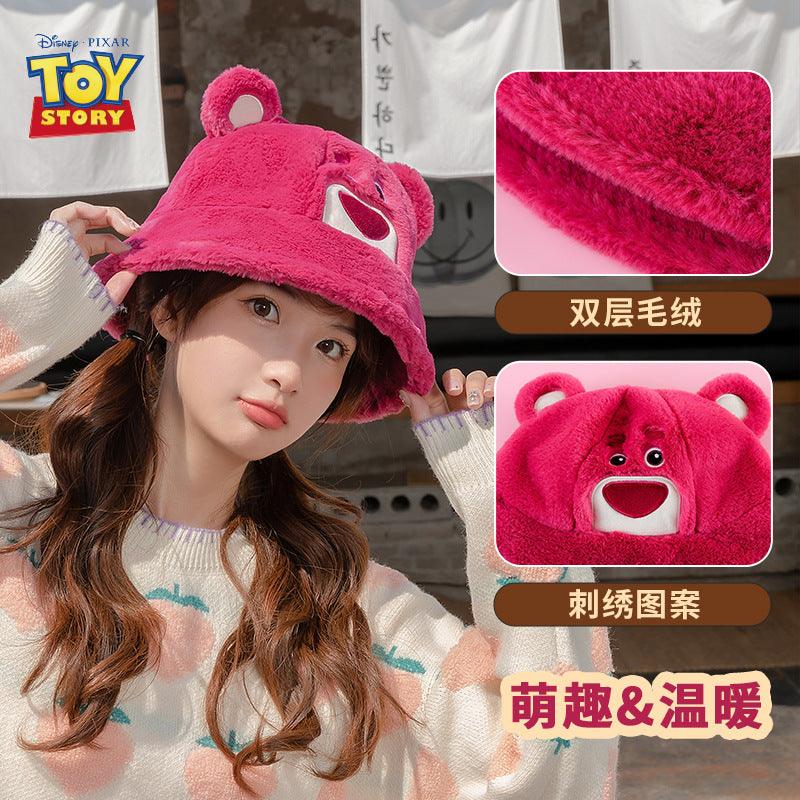 strawberry bear hat plush fisherman hat autumn and winter warm hat - ItemBear.com