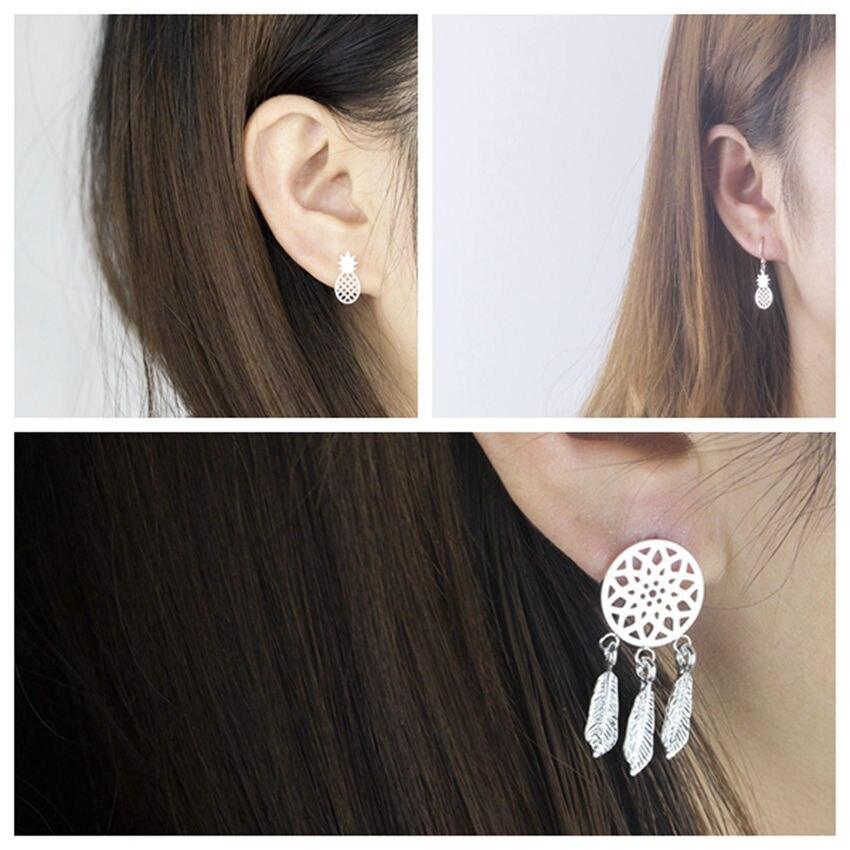 Summer Style Pineapple Earrings Silver Color Small - ItemBear.com