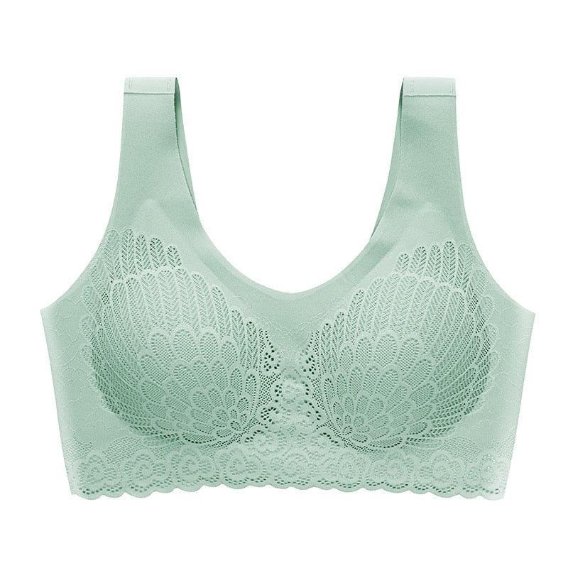 Thin Push Up Vest Bra Women Seamless Underwear Solid Lace Soft Comfortable Sleep Top With Chest Padded Bras For Women M L XL XXL - ItemBear.com
