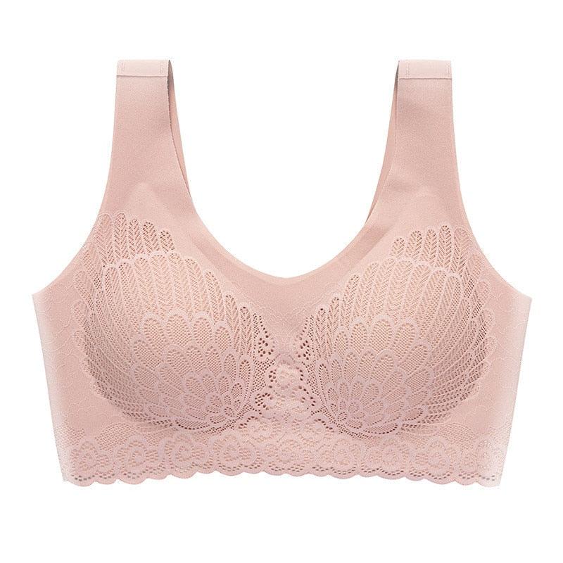 Thin Push Up Vest Bra Women Seamless Underwear Solid Lace Soft Comfortable Sleep Top With Chest Padded Bras For Women M L XL XXL - ItemBear.com