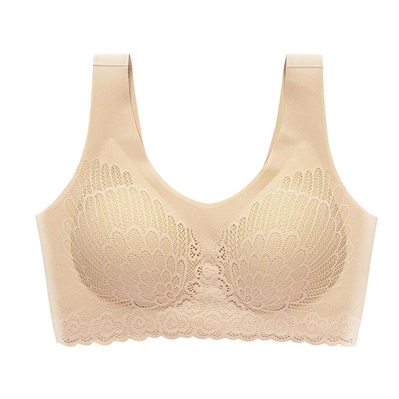 Thin Push Up Vest Bra Women Seamless Underwear Solid Lace Soft Comfortable Sleep Top With Chest Padded Bras For Women M L XL XXL - ItemBear.com