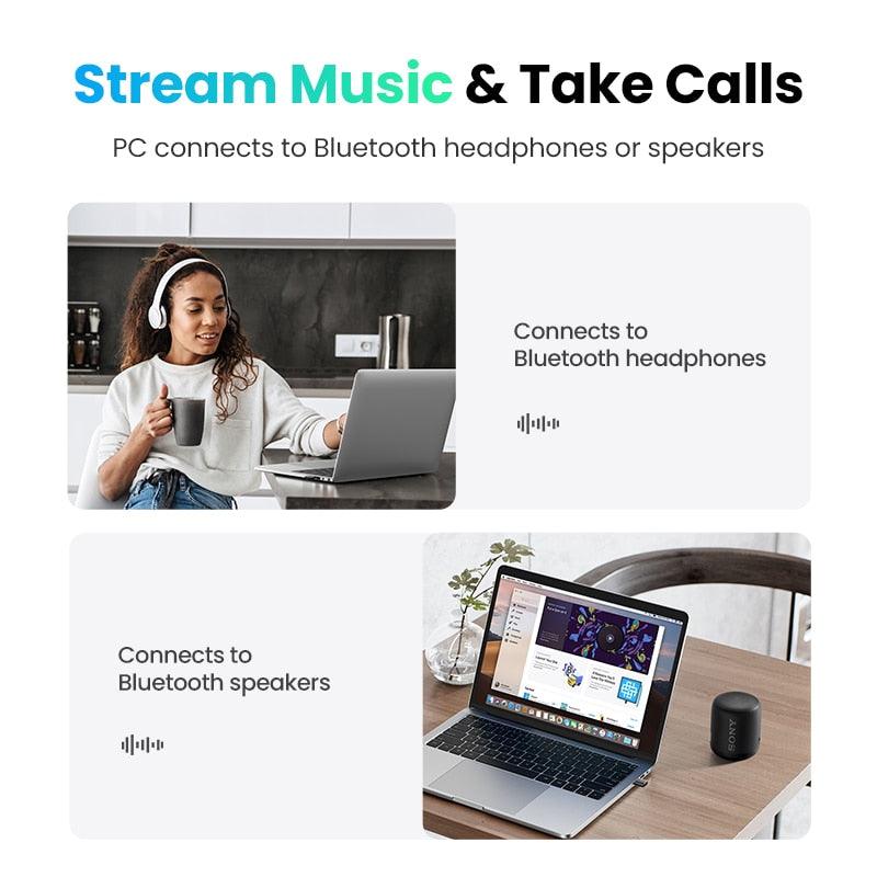 UGREEN USB Bluetooth 5.0 Dongle Adapter 4.0 for PC Speaker Wireless Mouse Music Audio Receiver Transmitter aptx Bluetooth 5.0 - ItemBear.com
