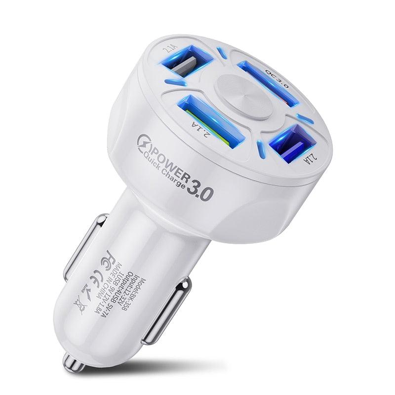 USLION 4 Ports USB Car Charge 48W Quick 7A Mini Fast Charging For iPhone 11 Xiaomi Huawei Mobile Phone Charger Adapter in Car - ItemBear.com
