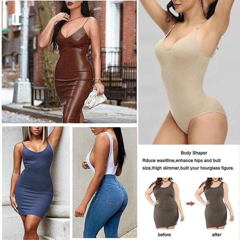 V Neck Spaghetti Strap Compression Body Suits - ItemBear.com