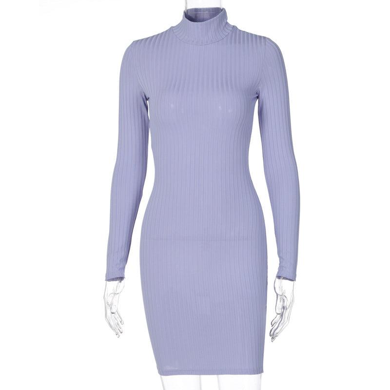Victoria Ribbed Turtleneck Mini Dress - ItemBear.com