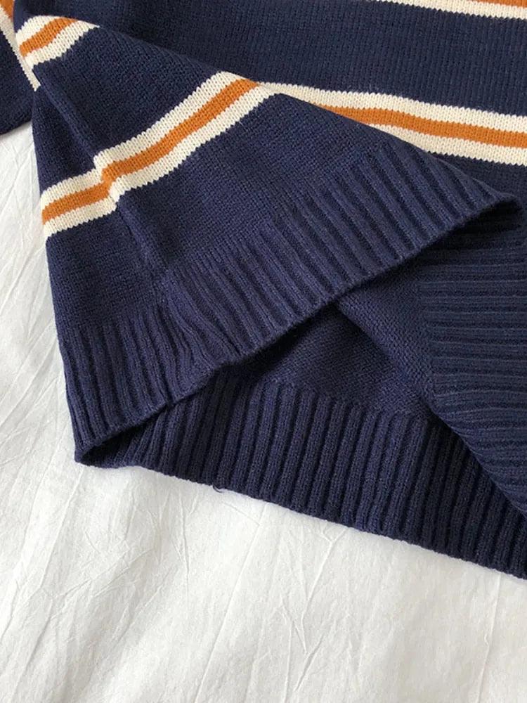 Vintage Stripe Sweaters Women Loose Oversize Korean Style Pullover Top Autumn Winter Long Sleeve Knitted Sweater Femme 2020 - ItemBear.com