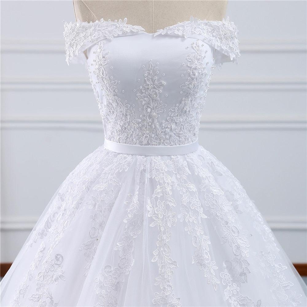 Wedding dress With pearls In Lace Tulle Mariage Format - ItemBear.com