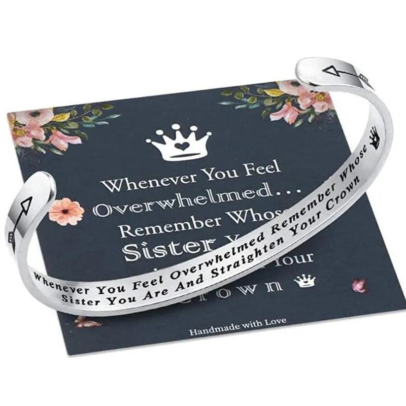 Whenever You Feel Overwhelmed Remember Whose Straighten Your Crown Bracelet, Engraved Inspirational Bangle Gift for Mom Daughter - ItemBear.com