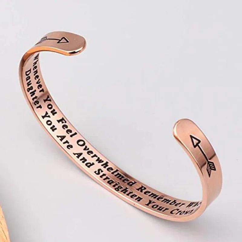 Whenever You Feel Overwhelmed Remember Whose Straighten Your Crown Bracelet, Engraved Inspirational Bangle Gift for Mom Daughter - ItemBear.com