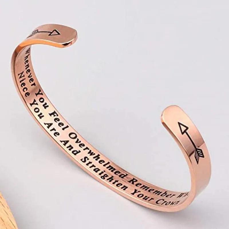 Whenever You Feel Overwhelmed Remember Whose Straighten Your Crown Bracelet, Engraved Inspirational Bangle Gift for Mom Daughter - ItemBear.com
